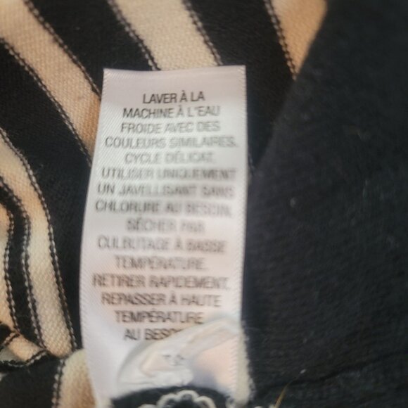 Merona Size 4 4X Womens Cardigan Sweater Striped Black White Cotton Blend - Picture 8 of 8